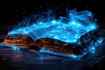 Mystical Book Glowing with Blue Light