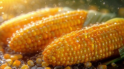 Boiled corn and corn background