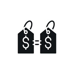 Price matching simple glyph icon. Vector solid isolated black illustration.