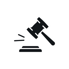 Judge's gavel simple glyph icon. Vector solid isolated black illustration.
