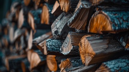Background of firewood, Firewood neatly stacked one on top of the other