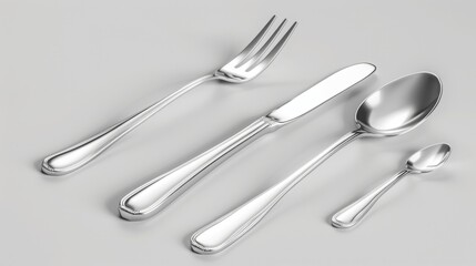 Set of cutlery: forks, spoons, knives and others