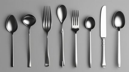 Variety of cutlery: forks, spoons, knives and others