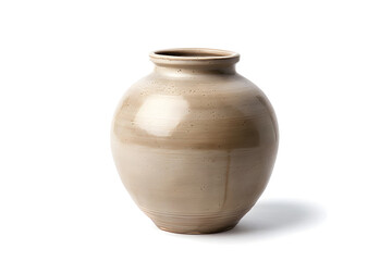 Beige ceramic vase isolated on white background
