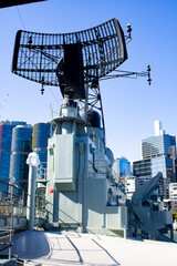 Radar on a warship in sydney australia in a sunny day in the ocean of nsw.  © Ata