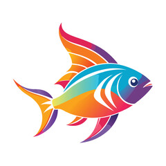 Flat Modern Colorful Fish Logo for Commercial Use , High Quality Vector Illustratiion