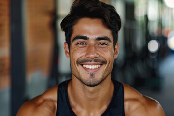 Obraz premium Hispanic handsome man smiling, athlete