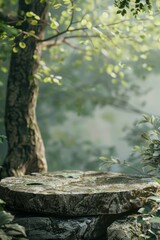 Obraz premium Natural rock formation resembling O2 symbol in sustainable forest landscape