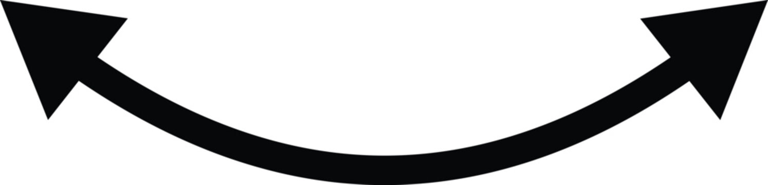Dual sided arrow Vector. Semicircular curved wide short double ended arrow. Dual semi circle arrow. Vector illustration. eps 888