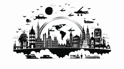 Fototapeta premium World Tourism Day Creative Travel Around the World