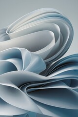 The image is of a light blue and white abstract shape that appears to be made of multiple curved surfaces. The edges of the surfaces are highlighted with a darker blue line.

