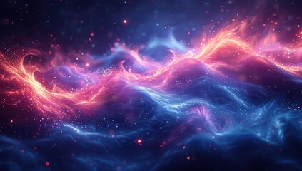 Fototapeta premium Abstract Cosmic Landscape of Glowing Particles