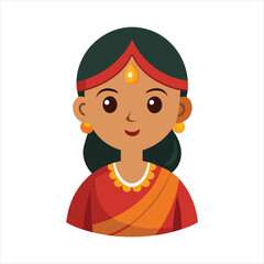 Cartoon Indian woman in traditional clothes art vector