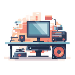 Adobe Illustraillustration, vector, computer, technology, icon, screen, digital, device, desktop, design, display, laptop, electronic, monitor, modern, isolated, blank, business, pc, interntor Artwork