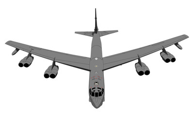 B-52 American Bomber Front View Vector Drawing 