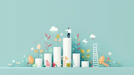 Employee growth initiatives, team building activity, flat design illustration