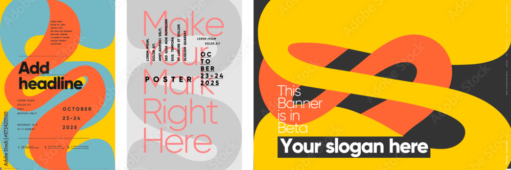 Canvas Prints a modern poster set featuring editable headlines and slogans with a vibrant and abstract style. the 
