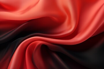 Fototapeta premium A flowing, abstract background of red and black silk fabric, showcasing smooth, elegant curves and rich colors.