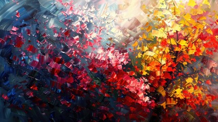 Thick paint abstract seasons