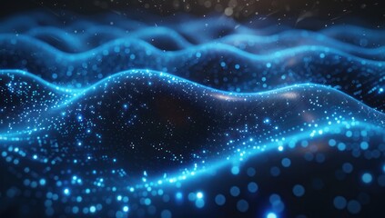 Abstract Blue Glowing Waves