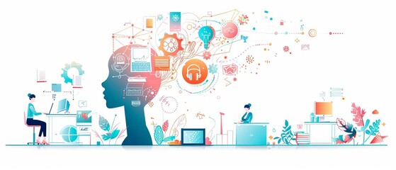 Talent growth programs, skill development workshop, flat design illustration