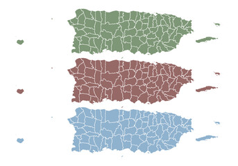 Mapa de Puerto Rico de color verde, rojo y azul © Gabrieuskal