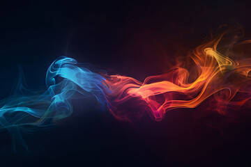 Obraz premium Floating smoke-like shapes in various colors on a black background, creating an ethereal and mesmerizing visual effect.
