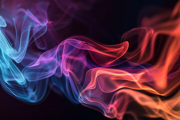Floating smoke-like shapes in various colors on a black background, creating an ethereal and mesmerizing visual effect.