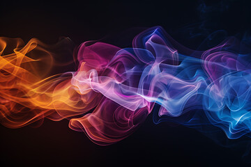 Floating smoke-like shapes in various colors on a black background, creating an ethereal and mesmerizing visual effect.