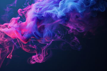 Fototapeta premium Floating smoke-like shapes in various colors on a black background, creating an ethereal and mesmerizing visual effect.