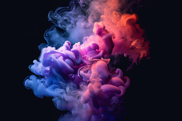 Floating smoke-like shapes in various colors on a black background, creating an ethereal and mesmerizing visual effect.