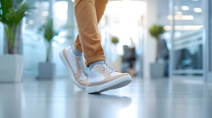 Fashionable Feet in Motion on Urban Pavement