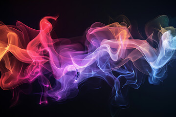 Obraz premium Floating smoke-like shapes in various colors on a black background, creating an ethereal and mesmerizing visual effect.
