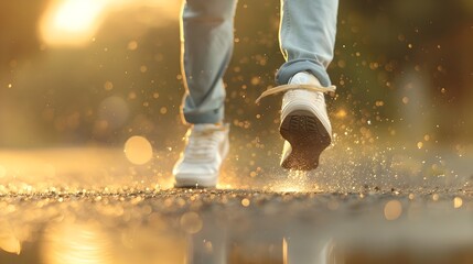 Energetic student running with intense focus and speed on the ground