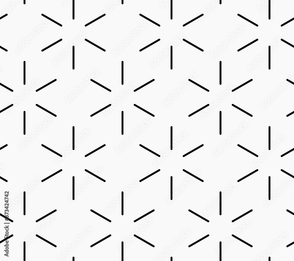 Aufkleber Minimalistic stylish background with six-pointed repeating shapes. White background and simple lines.