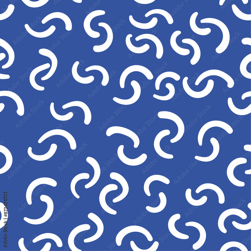 Aufkleber simple blue background with swirling shapes, seamless pattern.