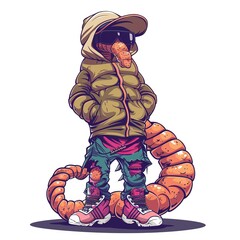 Obraz premium Earthworm Streetwear fashion cartoon isolated whitebackground