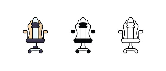 Gaming Chair icons vector set stock illustration