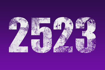 flat white grunge number of 2523 on purple background.	