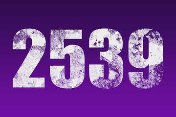 flat white grunge number of 2539 on purple background.	