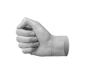 Clenched fingers, fist aside, side view, isolated on white background., transparent cut out PNG