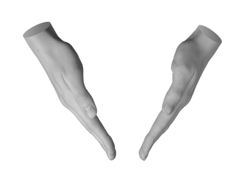 Both hands reaching down, protection gesture, sign isolated on white background., transparent cut out PNG