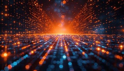 Fototapeta premium Abstract Digital Landscape with Glowing Lights