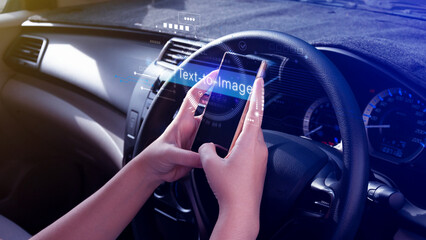 Ai tech Text to image, virtual graphic with AI, Artificial Intelligence, using command prompt for...
