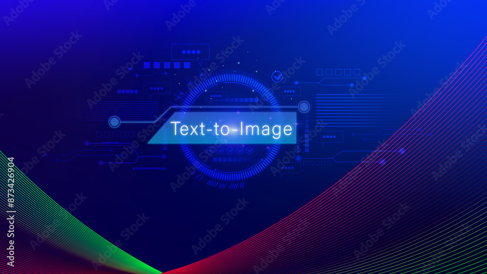 Aufkleber ai tech text to image, virtual graphic with ai, artificial intelligence, using command prompt for ge