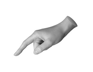 Finger pointing, indicating, tapping, pressing button, click gesture. Hand sign, pick, isolated on...