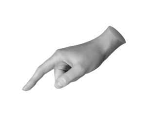Finger pointing, indicating, tapping, pressing button, click gesture. Hand sign, pick, isolated on white background. Touching.., transparent cut out PNG