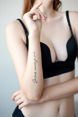 Perfect woman posing in lingerie in studio. Model test snapshot