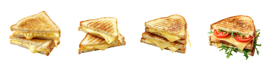 Cheese toasted sandwich isolated on transparent background