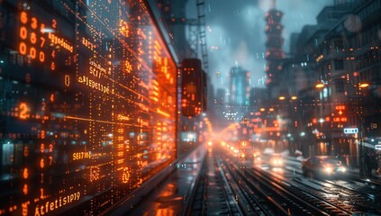 Cyberpunk Cityscape with a Digital Display